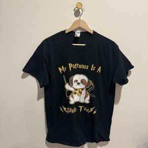 Harry Potter My Patronus is a Shih Tzu black t shirt top